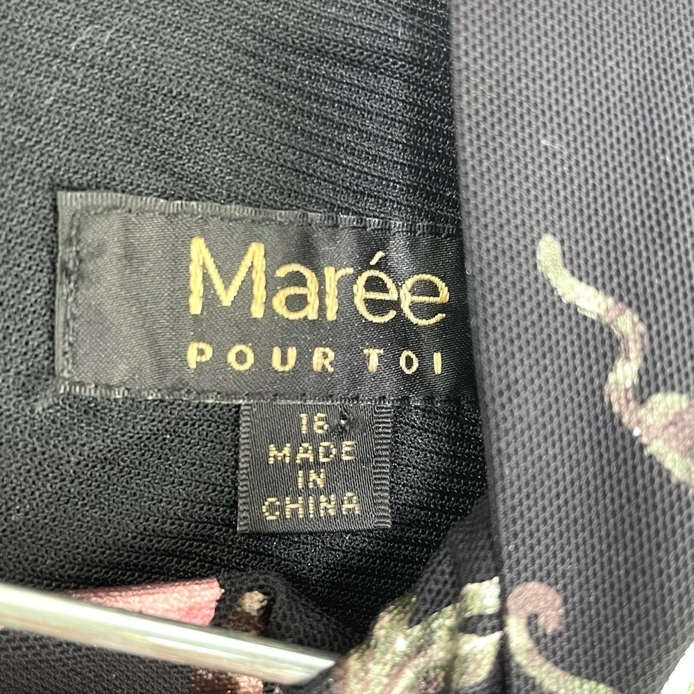 NWT Maree Pour Toi Floral Foil Print Long Sleeve Trapeze Dress Black Size 16 - Picture 12 of 12